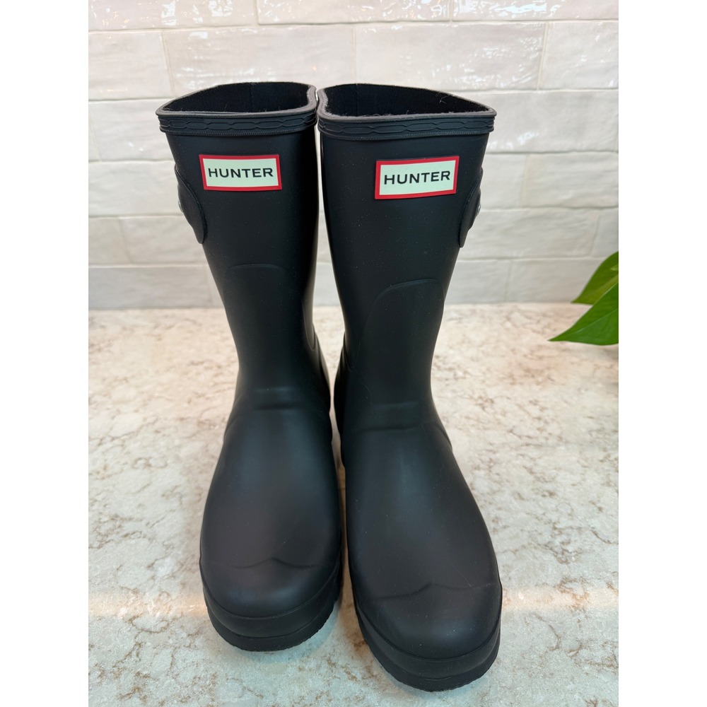 Hunter Original Short Rain Boots Matte Black Waterproof Rubber US 9M